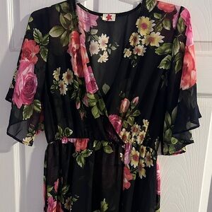 Floral Black Sheer Dress